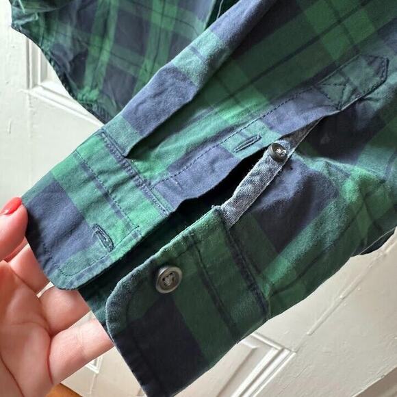 Gap Shirt Mens Large Blue Green Plaid Tartan Button Up Long Sleeve Collared Top - Picture 2 of 7